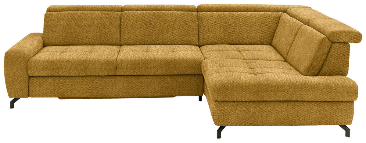ECKSOFA Currygelb Chenille  - Currygelb/Schwarz, Design, Textil/Metall (310/220cm) - Beldomo Style