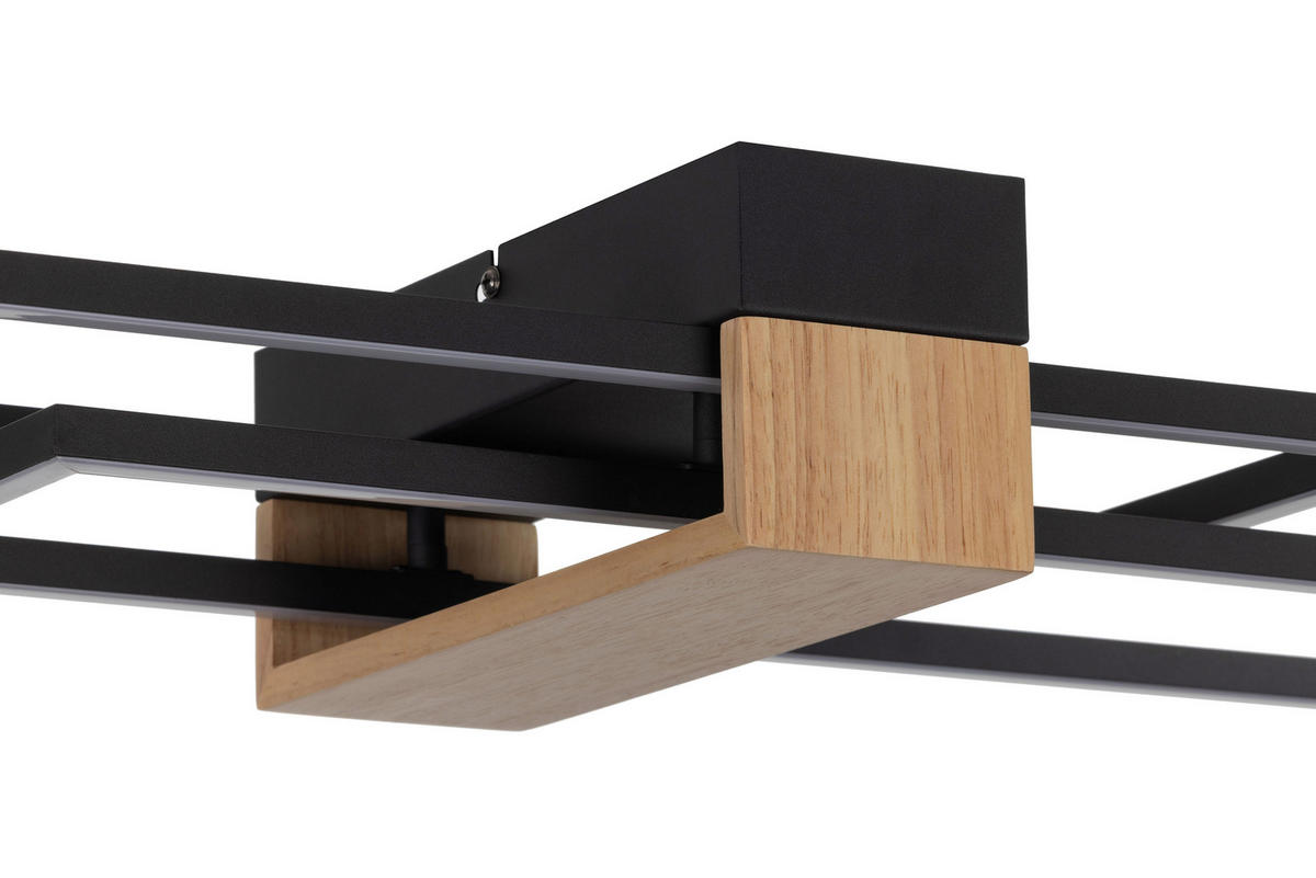 STROPNÍ LED SVÍTIDLO, 96,5/25/9 cm - černá, Basics, kov/dřevo (96,5/25/9cm) - Novel