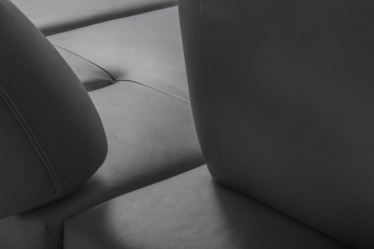 ECKSOFA  in Echtleder Dunkelgrau  291/180 cm  - Dunkelgrau/Schwarz, Design, Leder/Metall (291/180cm) - Celina Home