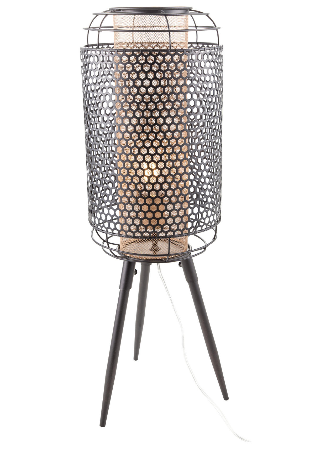 TISCHLEUCHTE - Weiss/Goldfarben, Design, Kunststoff/Metall (24/71cm) - Globo