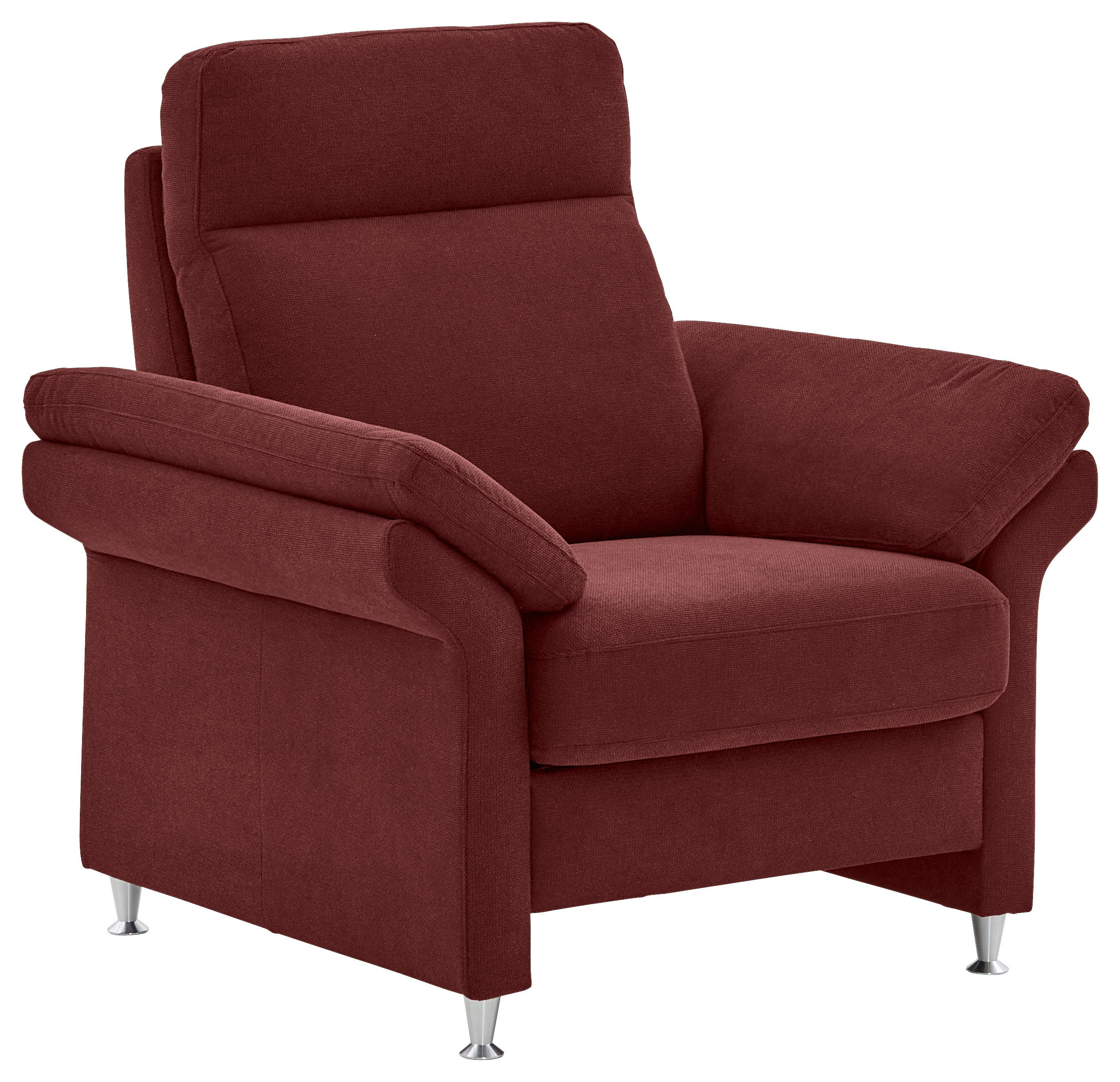 FERNSEHSESSEL  mit Relaxfunktion Flachgewebe Bordeaux  - Bordeaux/Alufarben, MODERN, Textil/Metall (96/103/89cm) - Pure Home Comfort