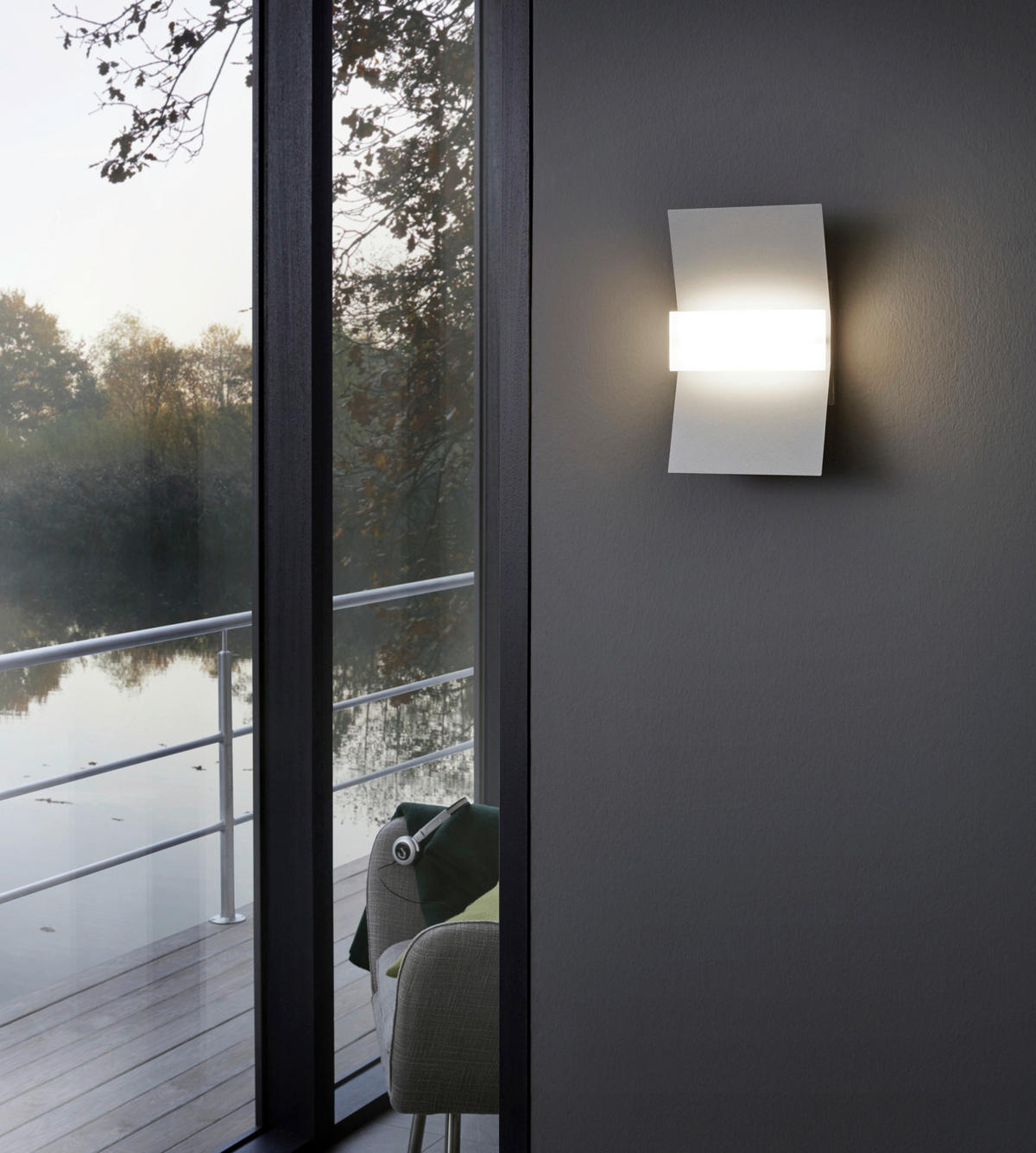 AUßENWANDLEUCHTE   - Silberfarben, Design, Kunststoff/Metall (30/18/6cm) - Eglo