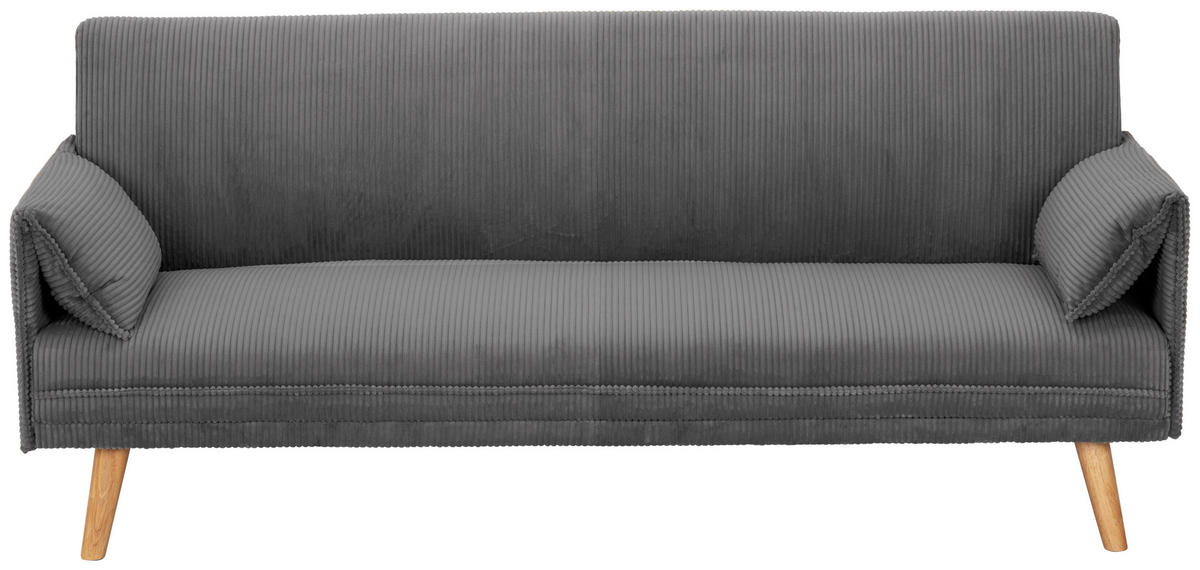 SCHLAFSOFA Cord Grau  - Naturfarben/Grau, Design, Holz/Textil (193/81/92cm) - Livetastic