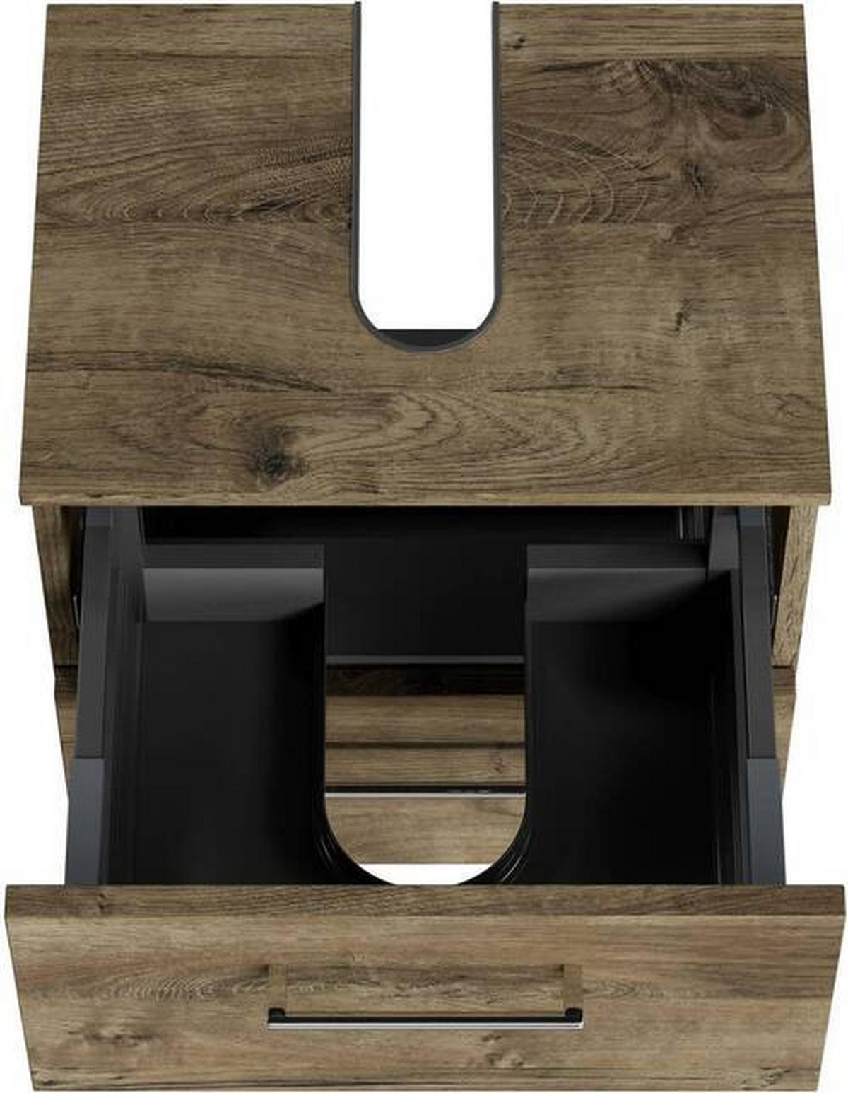 WASCHBECKENUNTERSCHRANK 45/49,8/33,3 cm  - Eiche dunkel/Chromfarben, KONVENTIONELL, Holzwerkstoff/Metall (45/49,8/33,3cm) - Sadena