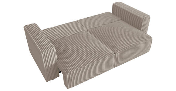 SCHLAFSOFA Cord Beige  inkl. Zierkissen, Bettkasten, Schlaffunktion  - Beige/Schwarz, MODERN, Kunststoff/Textil (250/68/104cm) - Xora