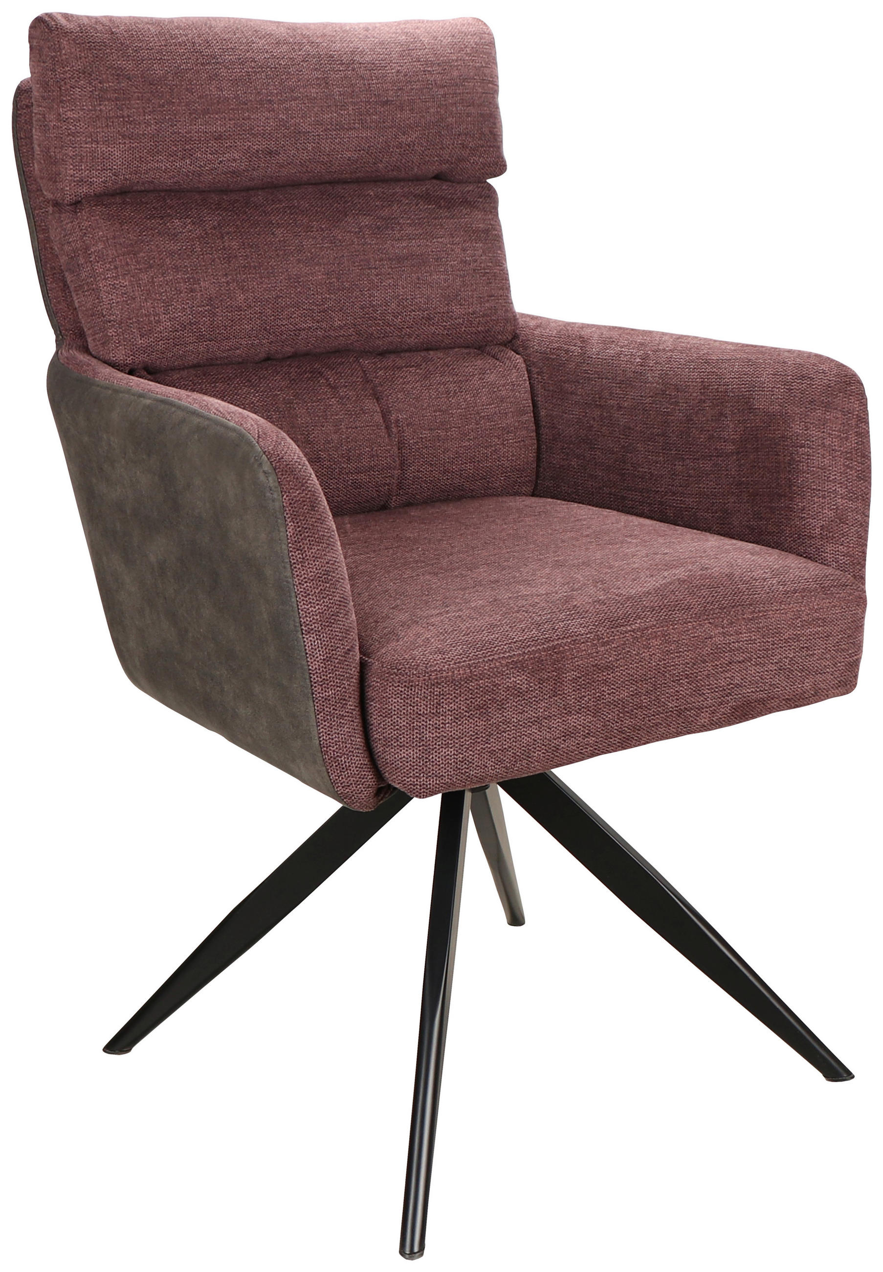 ARMLEHNSTUHL  in Eisen Leinenoptik  - Anthrazit/Lila, Design, Textil/Metall (60/91/67cm) - Novel