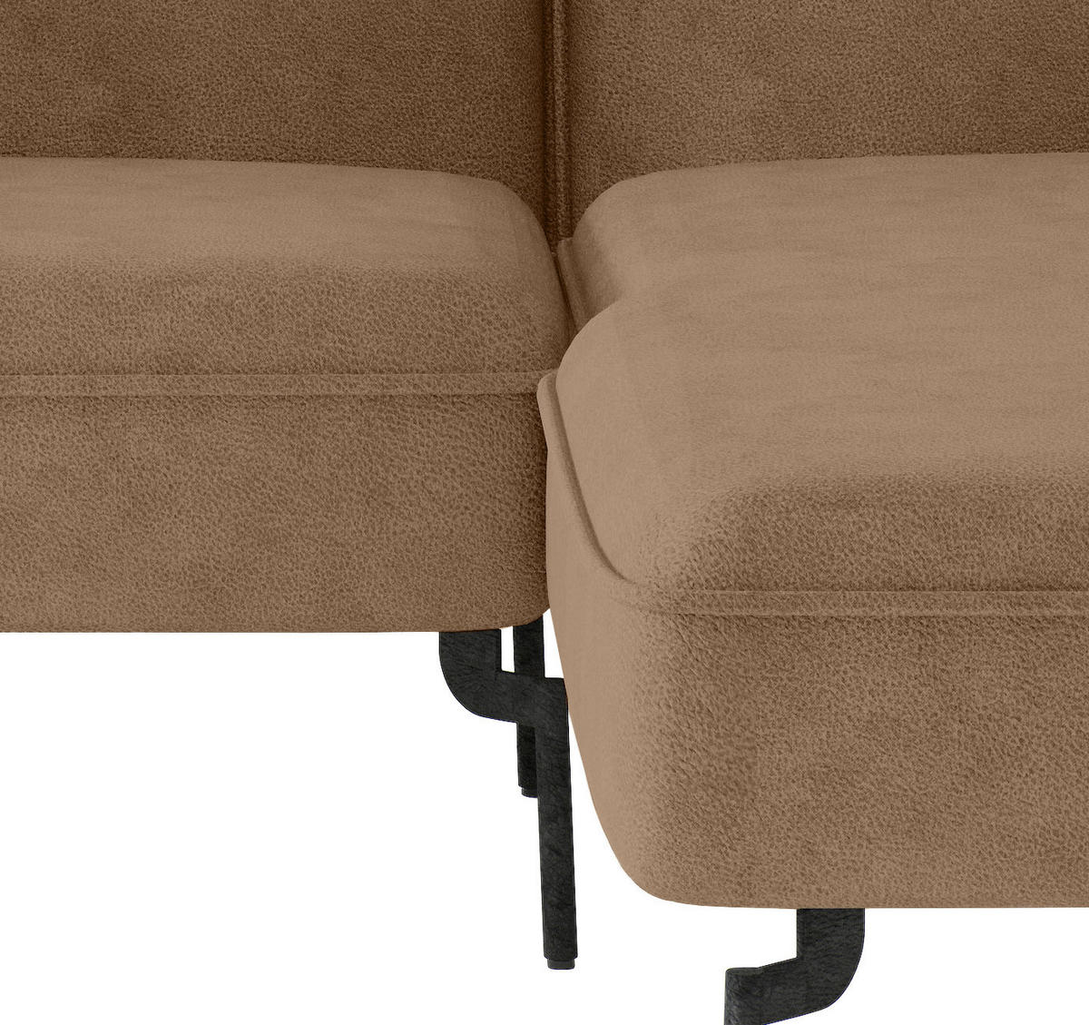 ENSEMBLE DE SALON in Flachgewebe Hellbraun  - Hellbraun/Edelstahlfarben, Design, Textil/Metall (265/185cm) - Livetastic