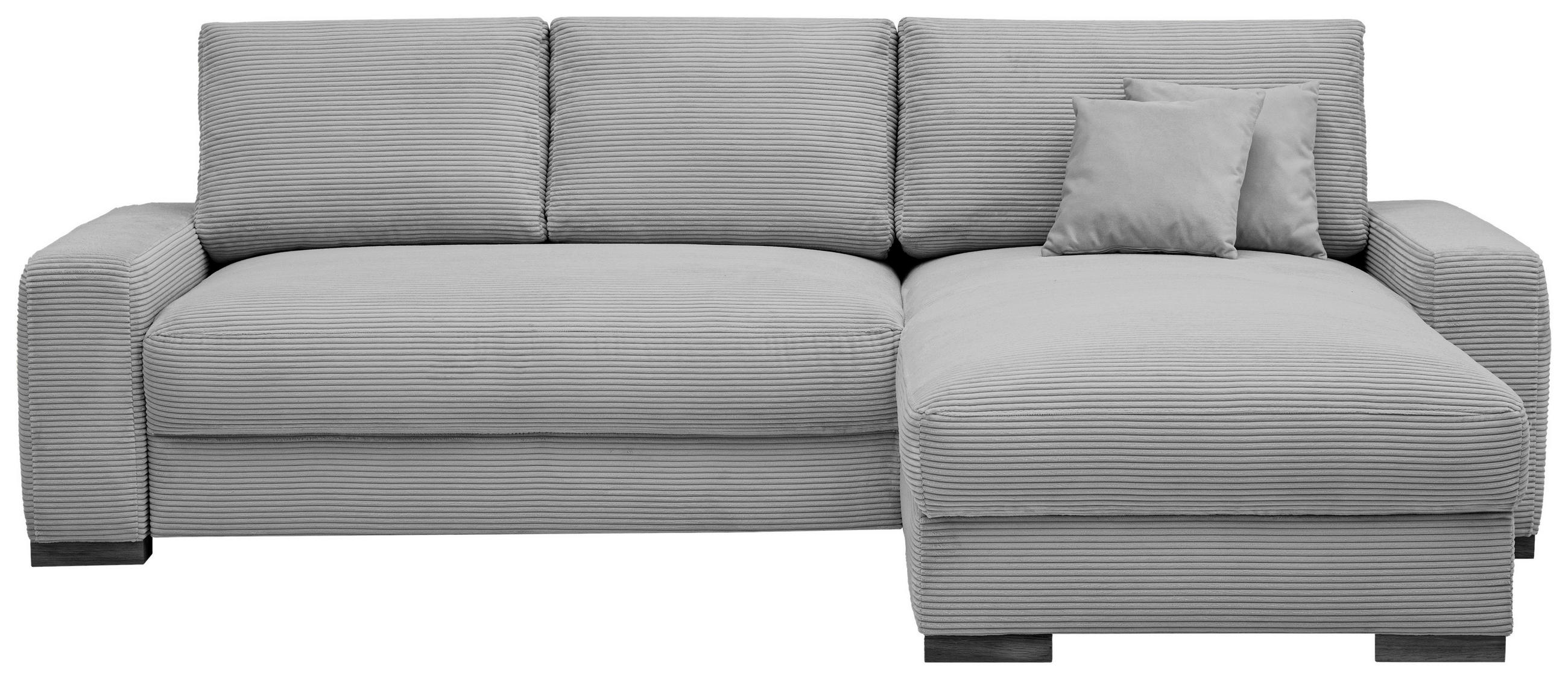 ECKSOFA in Cord Hellgrau  - Hellgrau/Schwarz, Design, Holz/Textil (264/184cm) - Stylife