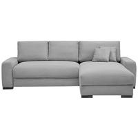 ECKSOFA in Cord Hellgrau  - Hellgrau/Schwarz, Design, Holz/Textil (264/184cm) - Stylife