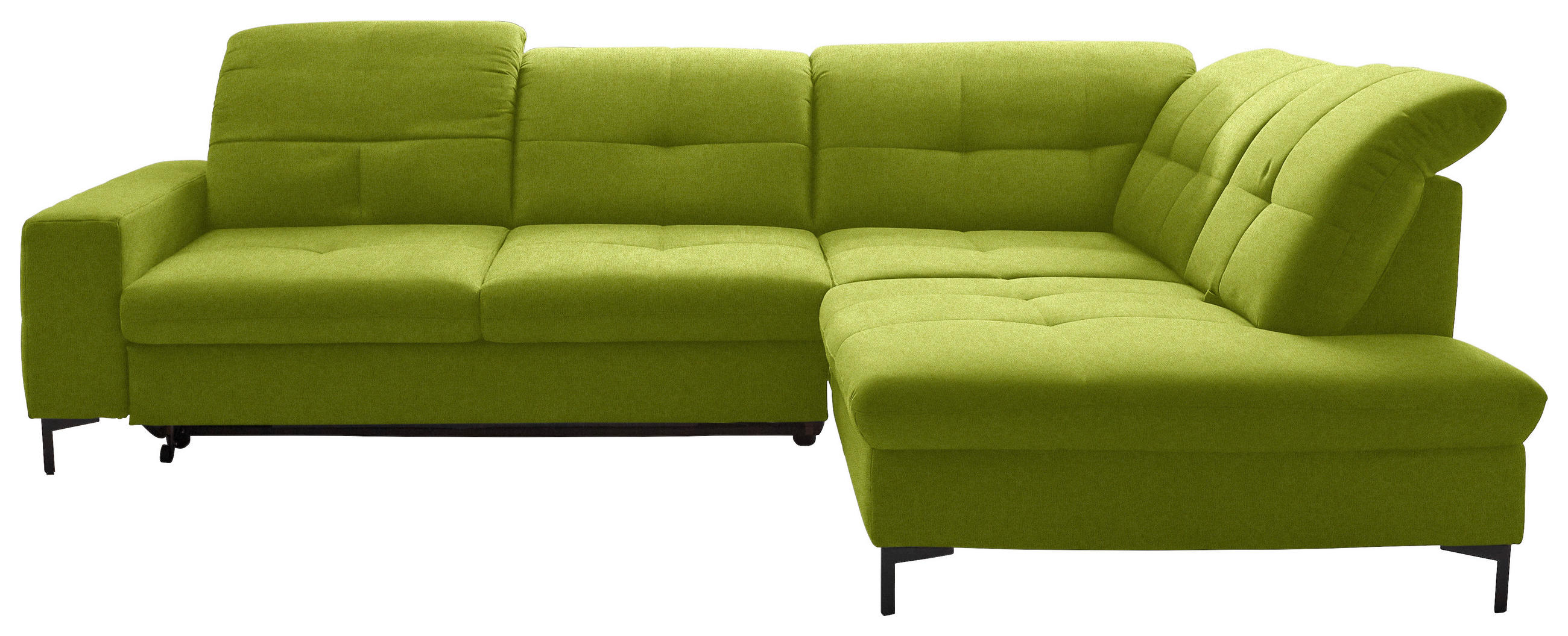 ECKSOFA in Chenille Limette  - Limette/Schwarz, Design, Textil/Metall (310/240cm) - Xora