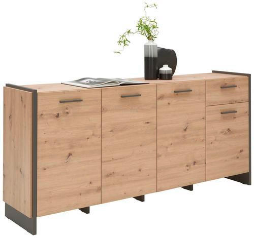 SIDEBOARD  in 186,5/86,1/41,3 cm  - Eichefarben/Eiche Artisan, Trend, Holzwerkstoff/Kunststoff (186,5/86,1/41,3cm) - Hom`in