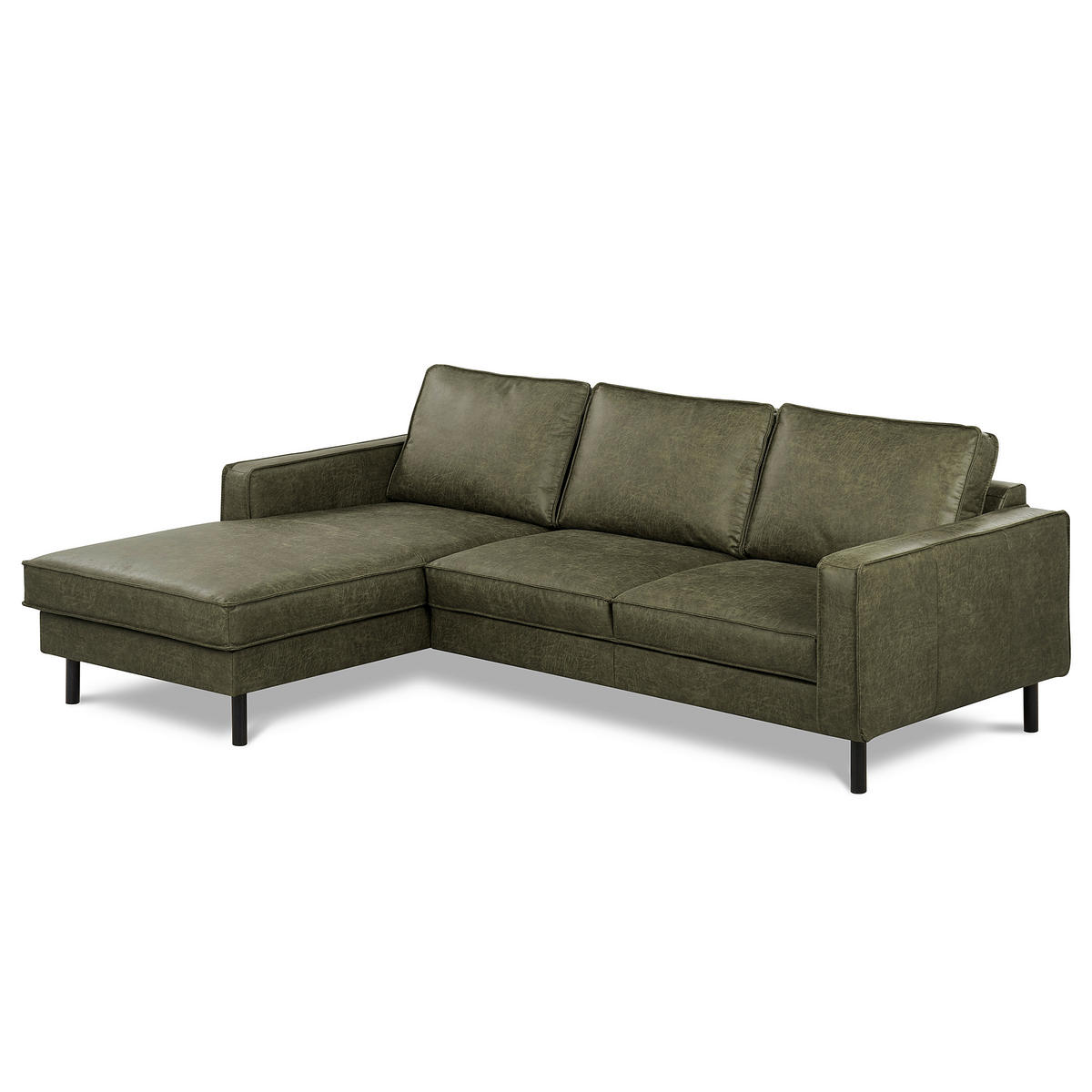 ECKSOFA Grün Echtleder Lederlook Bettkasten, Schlaffunktion, Rücken echt  - Schwarz/Grün, Design, Leder/Textil (166/238cm) - Livetastic