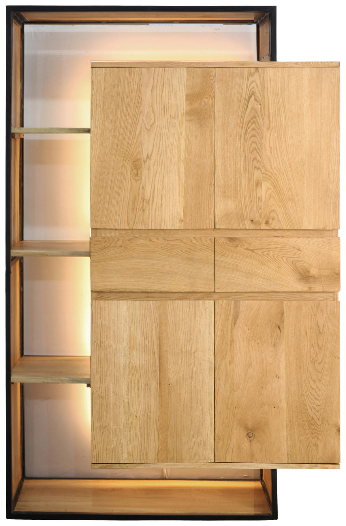 REGAL Mangoholz, Wildeiche vollmassiv Naturfarben  - Schwarz/Naturfarben, LIFESTYLE, Holz/Metall (118/183/40cm) - Landscape