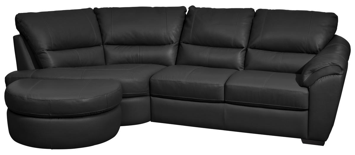 ECKSOFA in Kombination Echtleder/Lederlook Schwarz  194/273 cm  - Wengefarben/Schwarz, KONVENTIONELL, Leder/Holz (194/273cm) - Livetastic
