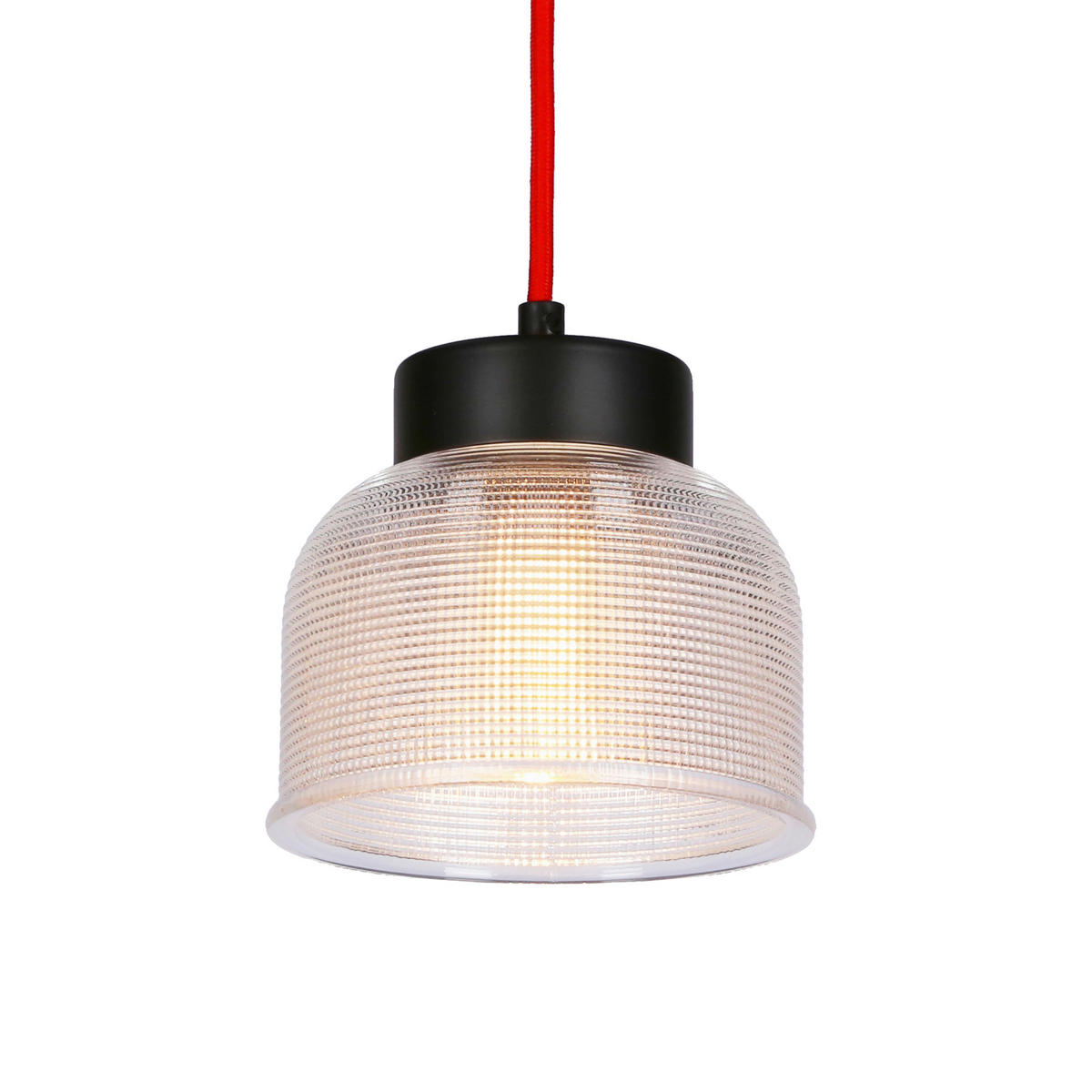 PENDELLEUCHTE 14.5/14.5/90 cm  - Transparent/Rot, Trend, Glas/Metall (14.5/14.5/90cm)