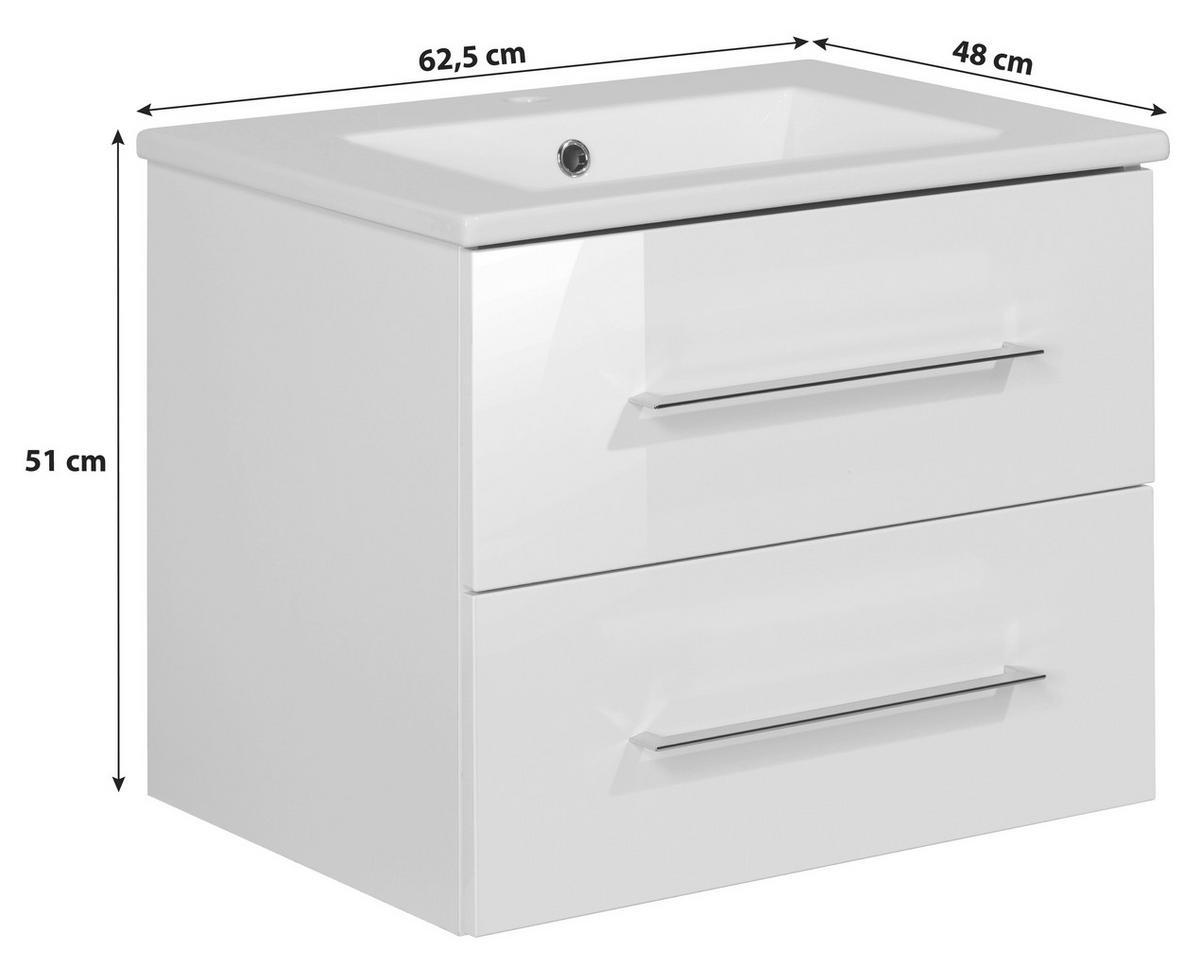 WASCHTISCHKOMBI 62,5 cm  - Eichefarben/Silberfarben, MODERN, Keramik/Holzwerkstoff (62,5cm) - MID.YOU