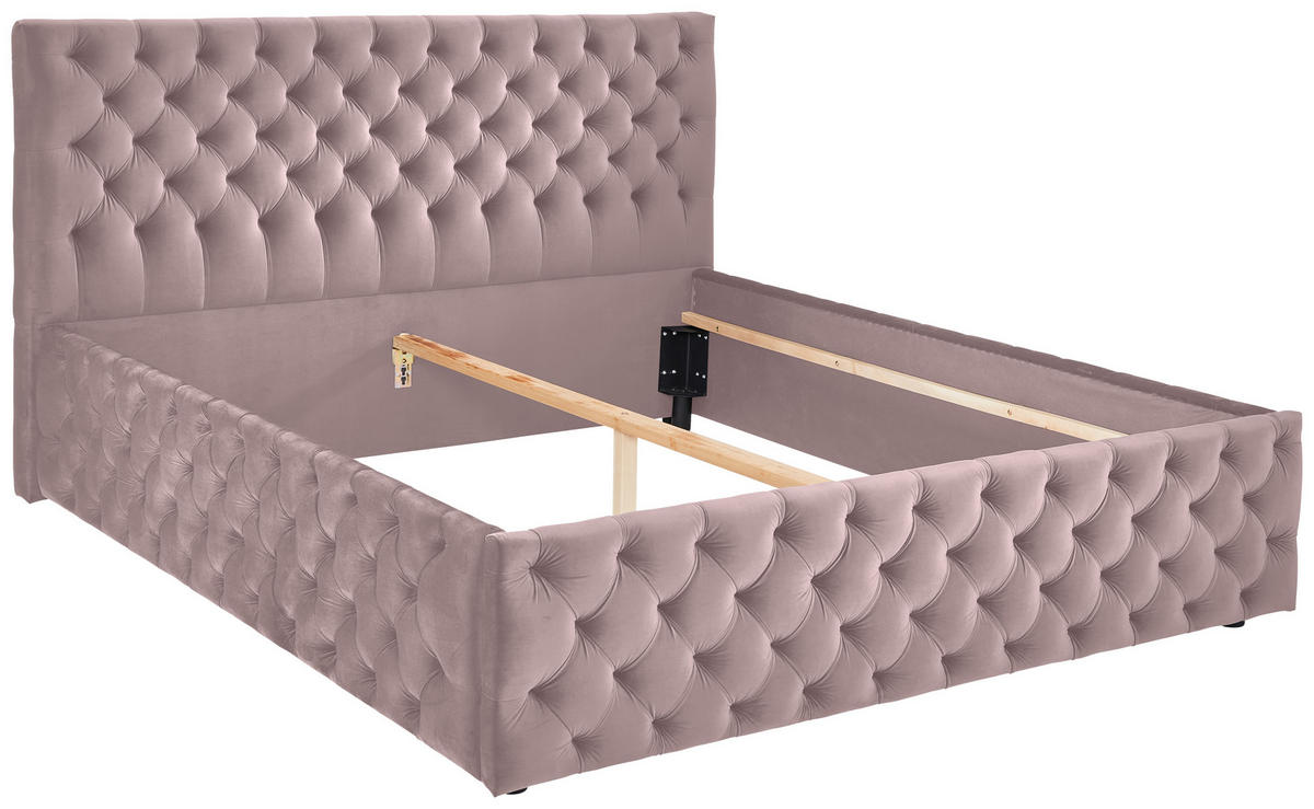 POLSTERBETT 140/200 cm,  in Flieder, gepolstertes Kopfteil,  - Flieder/Schwarz, KONVENTIONELL, Kunststoff/Textil (140/200cm) - home24
