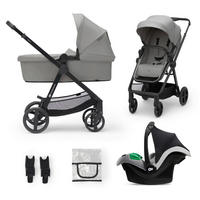 KINDERWAGENSET  Newly 4 in 1  Grey  - Hellgrau/Schwarz, Basics, Metall (54/100/94cm) - kinderkraft