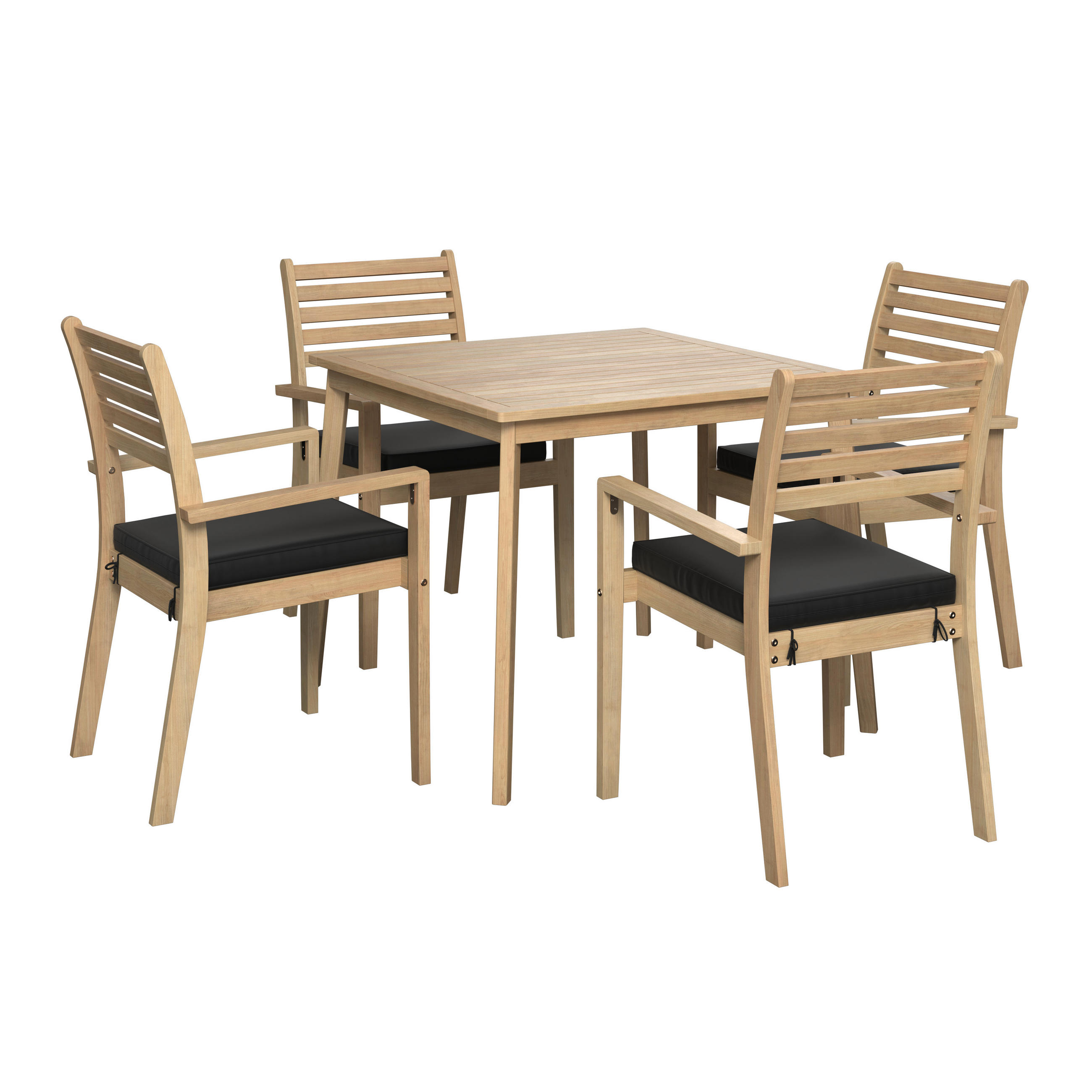 GARTENTISCHGRUPPE Akazie massiv  - Teakfarben, Natur, Holz/Kunststoff (160/75/90cm) - Ambia Garden