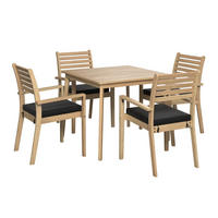 GARTENTISCHGRUPPE Akazie massiv  - Teakfarben, Natur, Holz/Kunststoff (160/75/90cm) - Ambia Garden