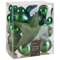 JULGRANSKULOR SET 33 delar  - mörkgrön, Basics, plast (8/8/8cm)