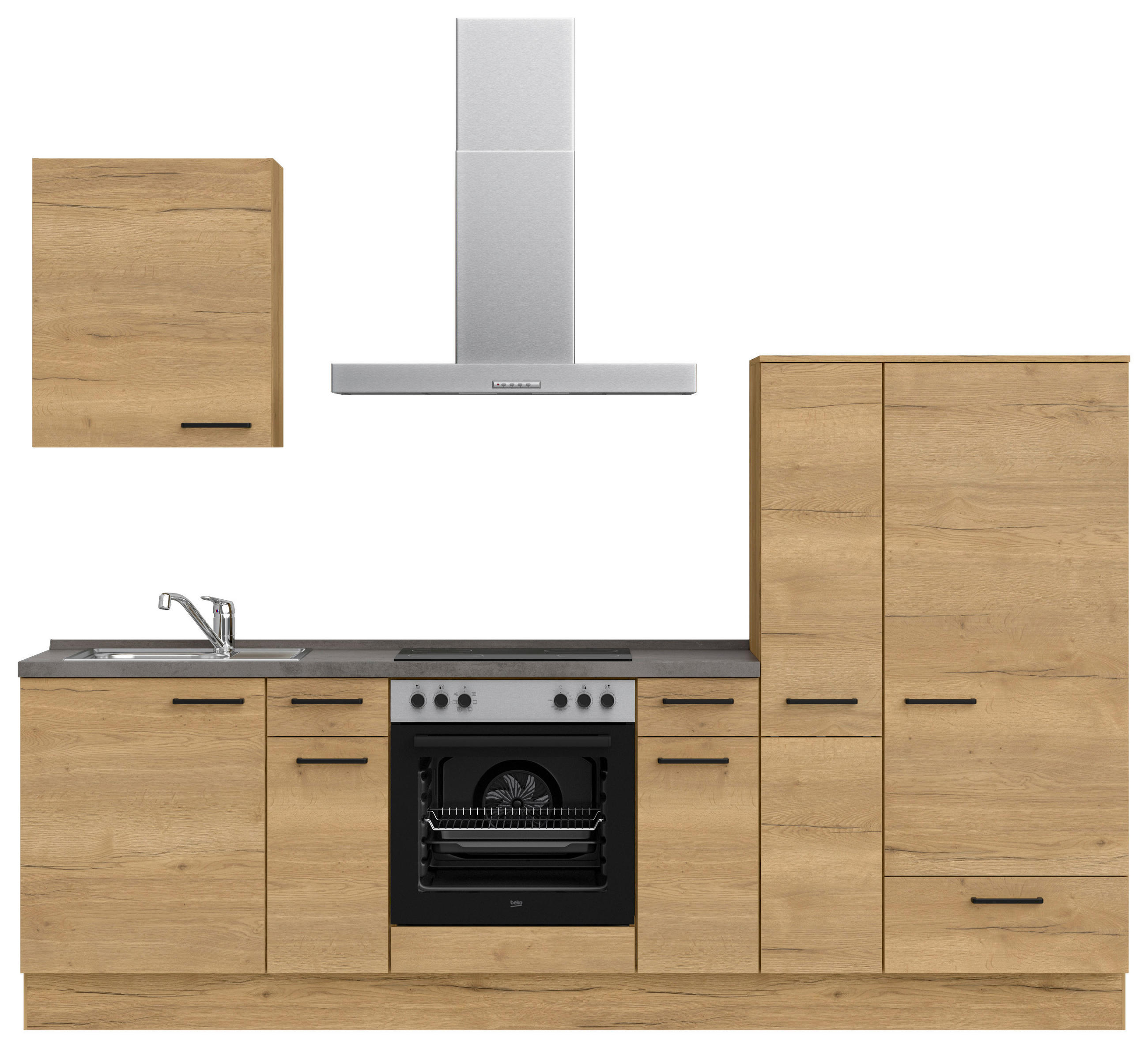 KÜCHENBLOCK 270 cm   in Eichefarben, Schieferfarben  - Schieferfarben/Eichefarben, MODERN, Holzwerkstoff/Metall (270cm) - Nobilia