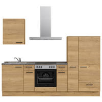 KÜCHENBLOCK 270 cm   in Eichefarben, Schieferfarben  - Schieferfarben/Eichefarben, MODERN, Holzwerkstoff/Metall (270cm) - Nobilia