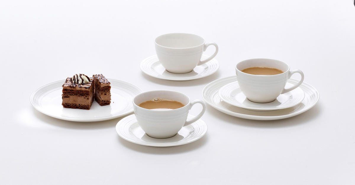 KAFFEESERVICE Weiß Levi 18-teilig  - Weiß, KONVENTIONELL, Keramik (42/13/23cm) - Ritzenhoff Breker