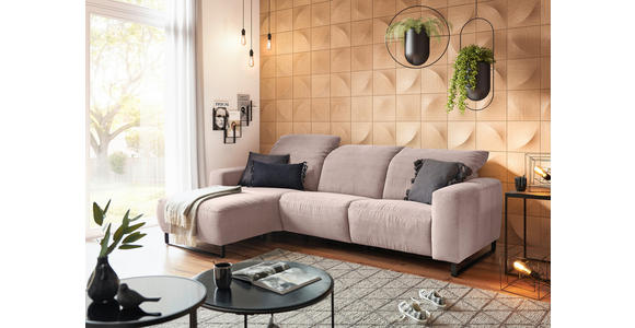 ECKSOFA  in Cord Rosa  180/266 cm  - Schwarz/Rosa, KONVENTIONELL, Textil/Metall (180/266cm) - Hom`in