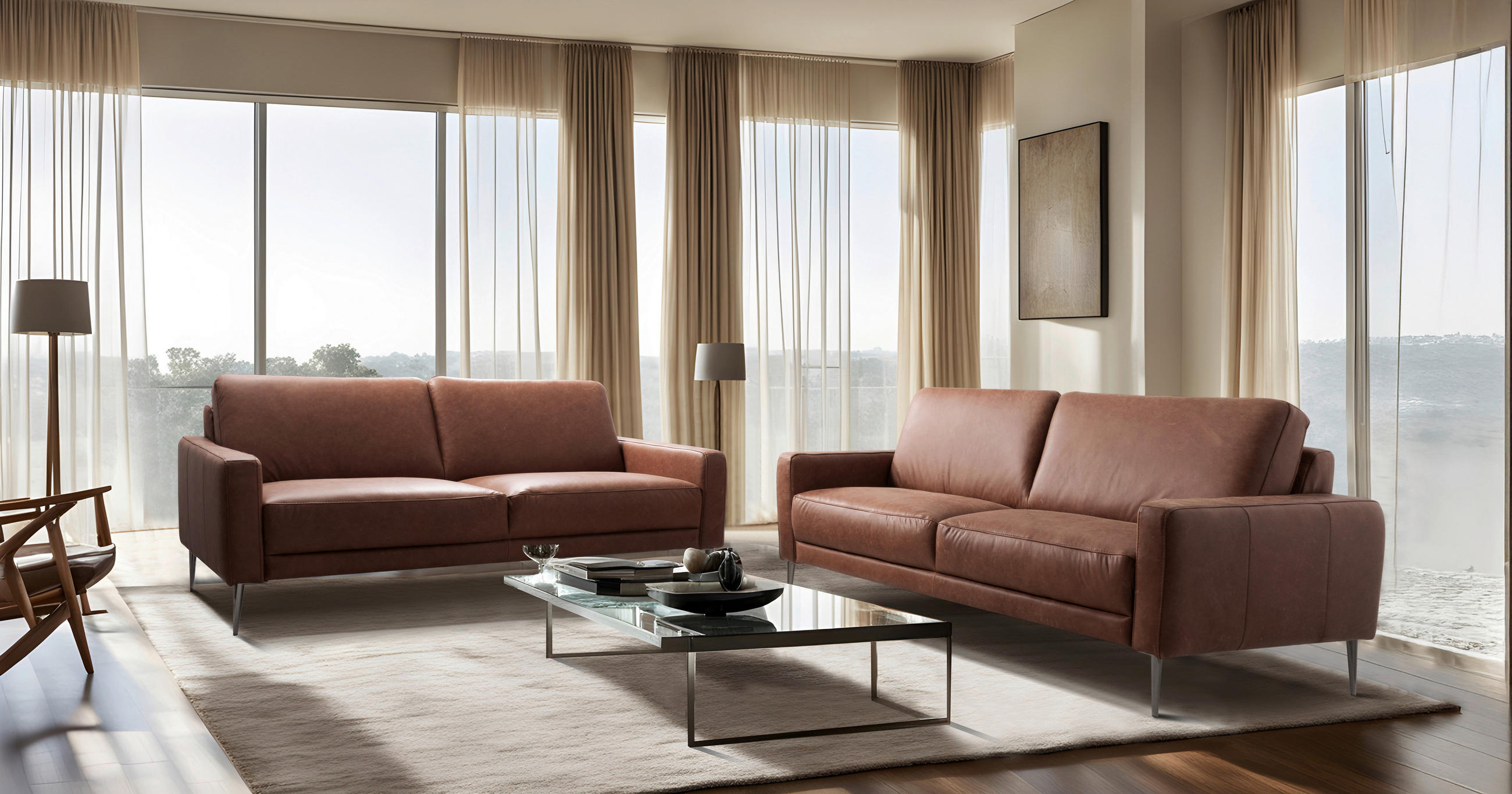 3,5-SITZER SPRING Echtleder Dunkelbraun  - Dunkelbraun/Schwarzchrom, Design, Leder/Metall (207/85/92cm) - Livetastic