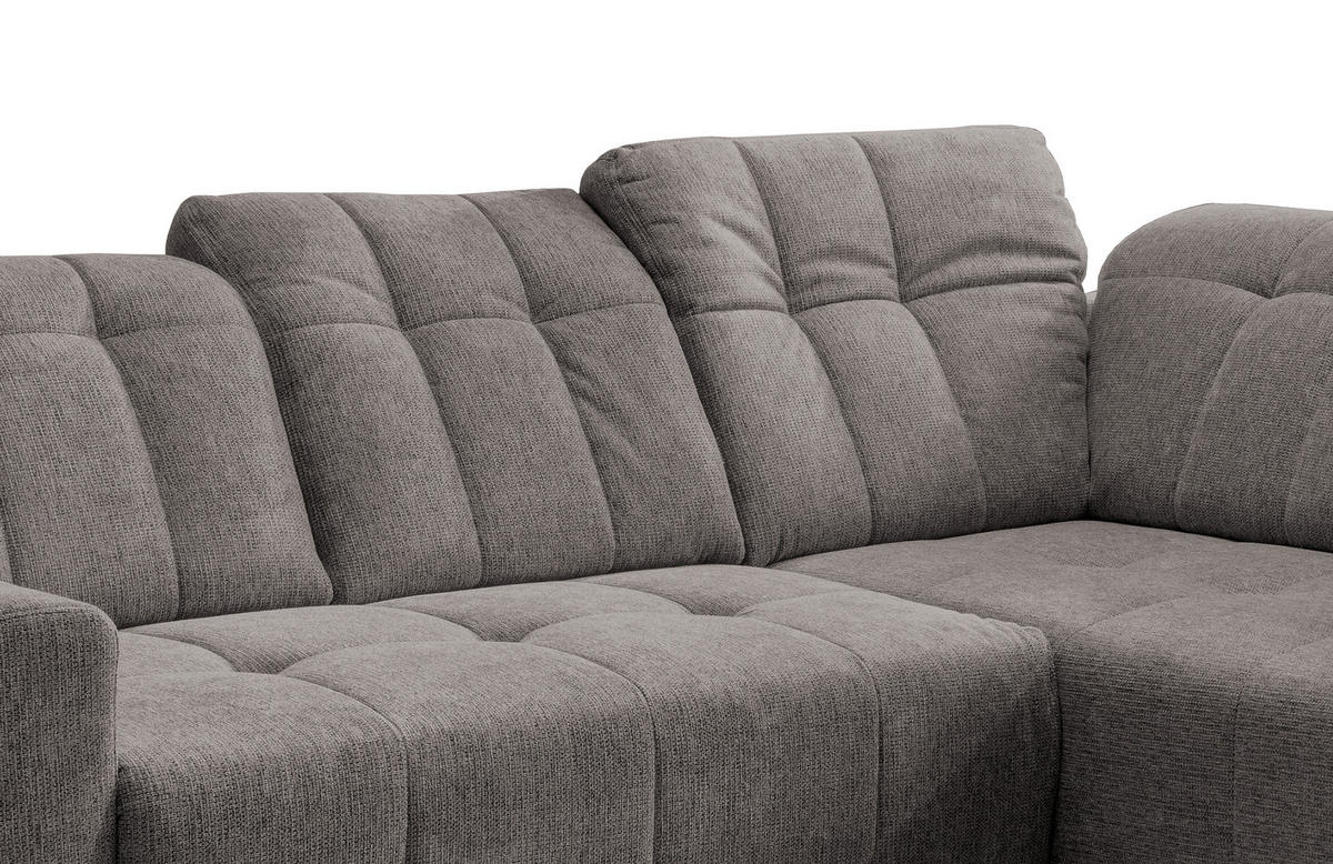 ECKSOFA in Chenille Graubraun  - Graubraun/Schwarz, Modern, Textil/Metall (261/200cm) - Livetastic