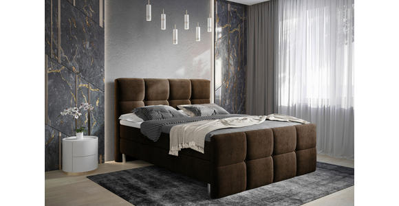 BOXBETT 180/200 cm in Dunkelbraun - Chromfarben/Dunkelbraun, Design, Holz/Holzwerkstoff (180/200cm) - Esposa