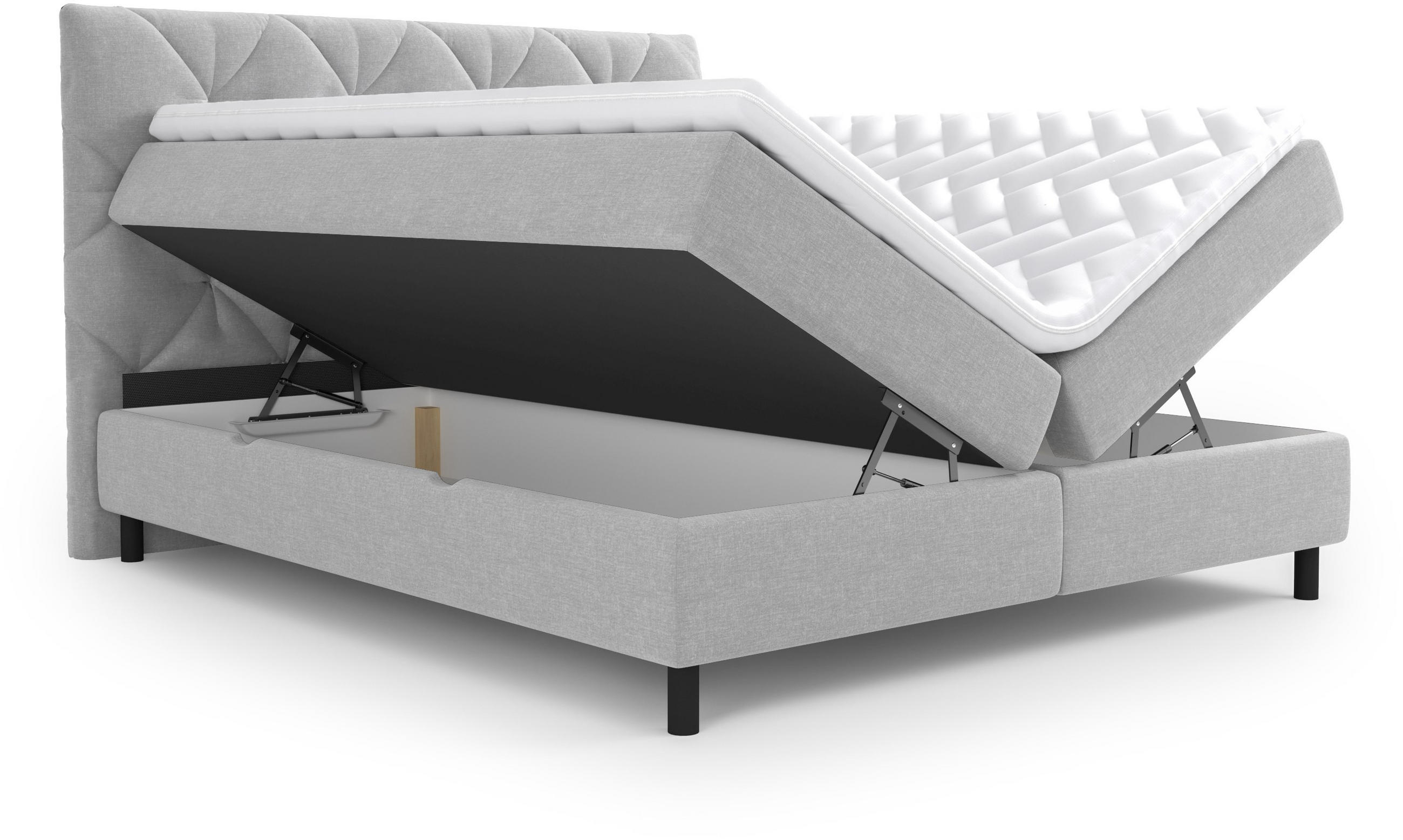 BOXBETT 140/200 cm  in Hellgrau  - Hellgrau/Schwarz, Design, Holz/Holzwerkstoff (140/200cm) - Esposa