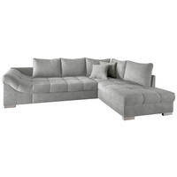 ECKSCHLAFSOFA Hellgrau Mikrofaser  - Silberfarben/Hellgrau, Design, Holz/Textil (298/202cm) - MID.YOU