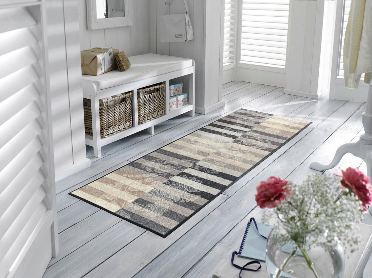 LÄUFER 60/180 cm Botanica Shadow Grau  - Grau, Design, Kunststoff/Textil (60/180cm) - wash+dry