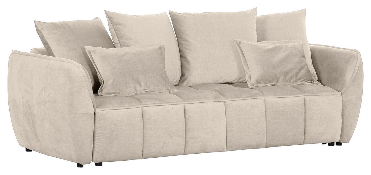 SCHLAFSOFA  mit Liegefunktion, Schlafen auf Sitzhöhe, Rücken echt Flachgewebe Beige  - Beige/Schwarz, KONVENTIONELL, Kunststoff/Textil (250/70/118cm) - Carryhome
