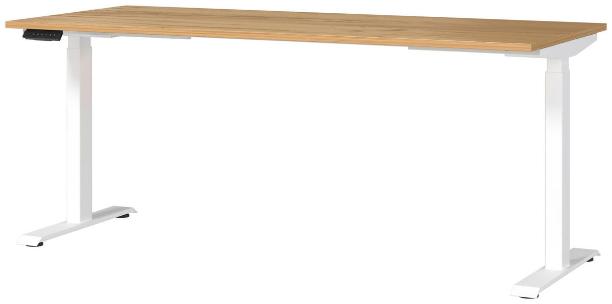 SCHREIBTISCH höhenverstellbar  - Eichefarben/Weiß, MODERN, Holzwerkstoff/Metall (180/80/72-118cm) - Novel