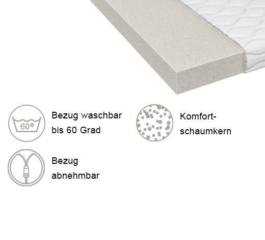 KOMFORTSCHAUMMATRATZE 100/200 cm Höhe ca. 9 cm  - Weiß, Basics, Textil (100/200cm) - Xora