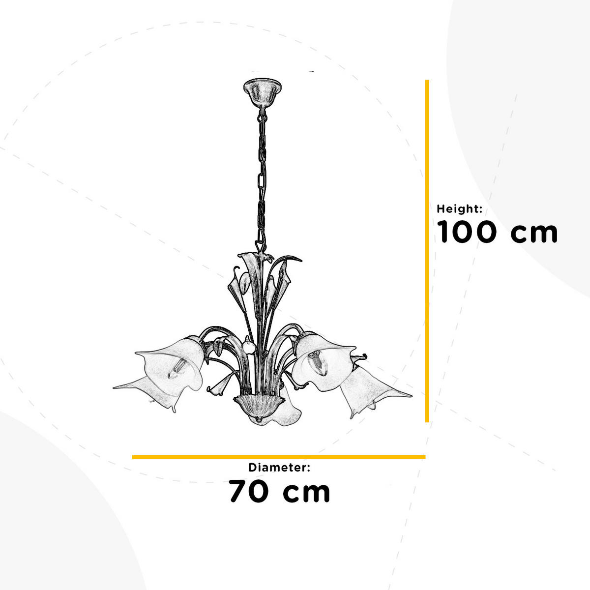 KRONLEUCHTER 70/100 cm   - Weiß, Natur, Glas/Metall (70/100cm)