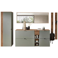 PŘEDSÍŇOVÁ STĚNA, dub artisan, šalvějově zelená, 261/179/37 cm - šalvějově zelená/dub artisan, Design, kompozitní dřevo (261/179/37cm) - Voleo