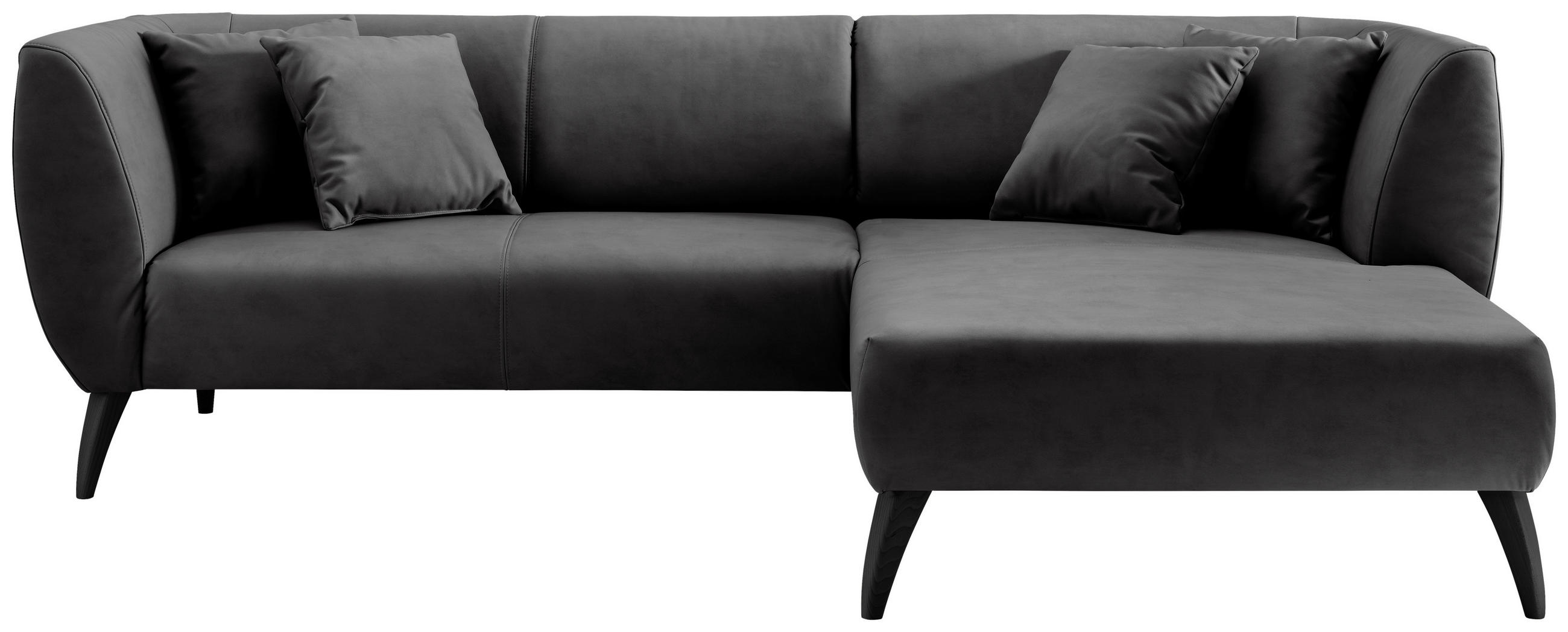 ECKSOFA Schwarz Lederlook  - Schwarz, MODERN, Holz/Textil (264/160cm) - Livetastic