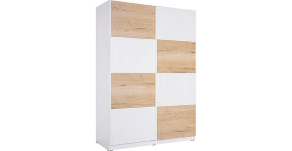 SCHWEBETÜRENSCHRANK  in Weiß, Eichefarben  - Eichefarben/Weiß, Design, Holzwerkstoff/Metall (150/213/62cm) - Hom`in