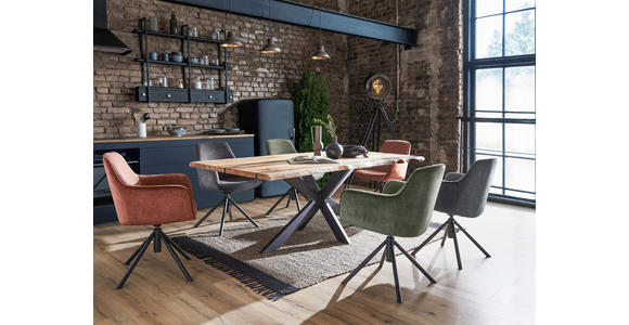 ESSTISCH in Holz 180/100/76 cm  - Eichefarben/Schwarz, Design, Holz/Metall (180/100/76cm) - Linea Natura