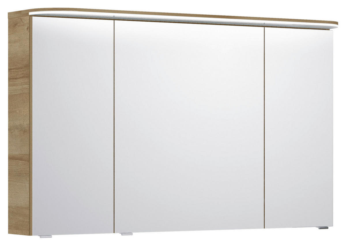 SPIEGELSCHRANK 120/72,3/17 cm  - Chromfarben/Eichefarben, KONVENTIONELL, Glas/Holzwerkstoff (120/72,3/17cm) - Pelipal