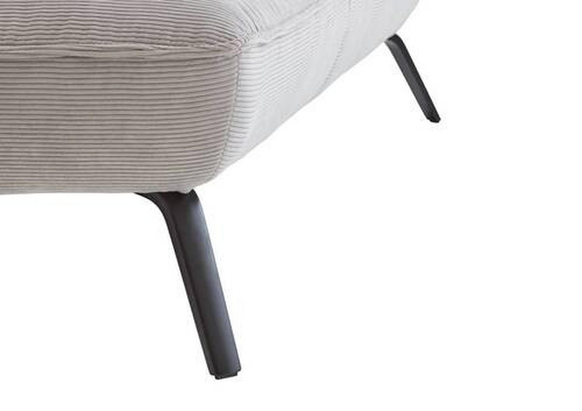 ECKSOFA in Cord Hellgrau  - Hellgrau/Schwarz, Design, Textil/Metall (301/202cm) - Moderano