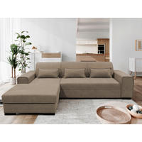 ECKSOFA in Struktur, Bouclé Taupe  - Taupe/Schwarz, Design, Kunststoff/Textil (175/270cm) - MID.YOU