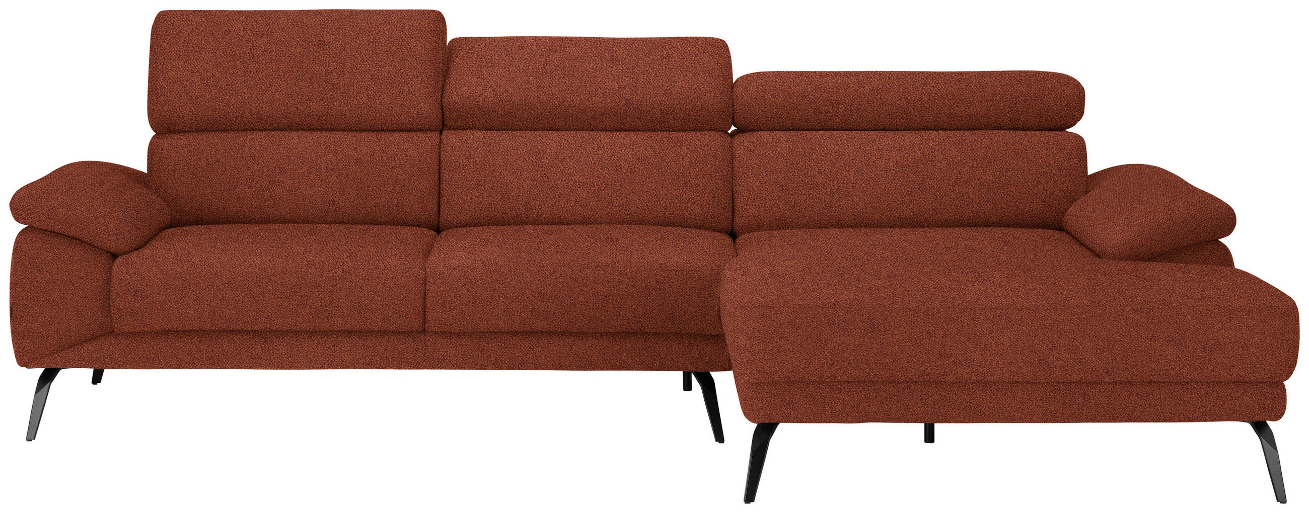 ECKSOFA in Velours Rostfarben  - Rostfarben/Schwarz, Design, Textil/Metall (295/187cm) - Novel