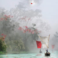 KUNSTDRUCK 14/14 cm  - Weiss/Rot, Basics, Papier (14/14cm) - Monee