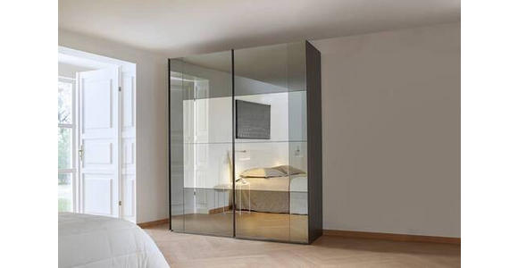 SCHWEBETÜRENSCHRANK in Graphitfarben - Graphitfarben, Design, Glas/Holzwerkstoff (181/223/68cm) - Xora
