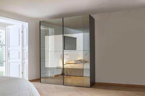 SCHWEBETÜRENSCHRANK  in Graphitfarben  - Graphitfarben, Design, Glas/Holzwerkstoff (181/223/68cm) - Xora